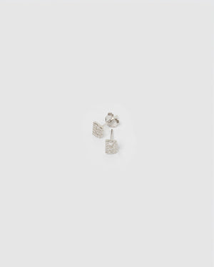 Izoa Alphabet Mini Letter B Stud Earrings Silver
