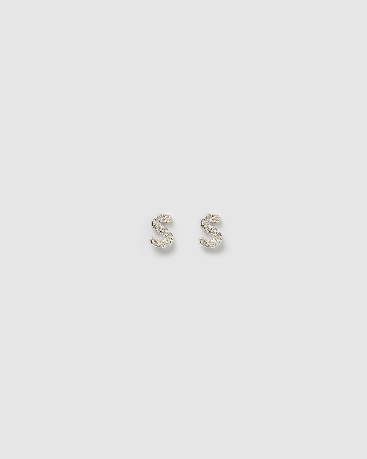 Izoa Alphabet Mini Letter S Stud Earrings Silver