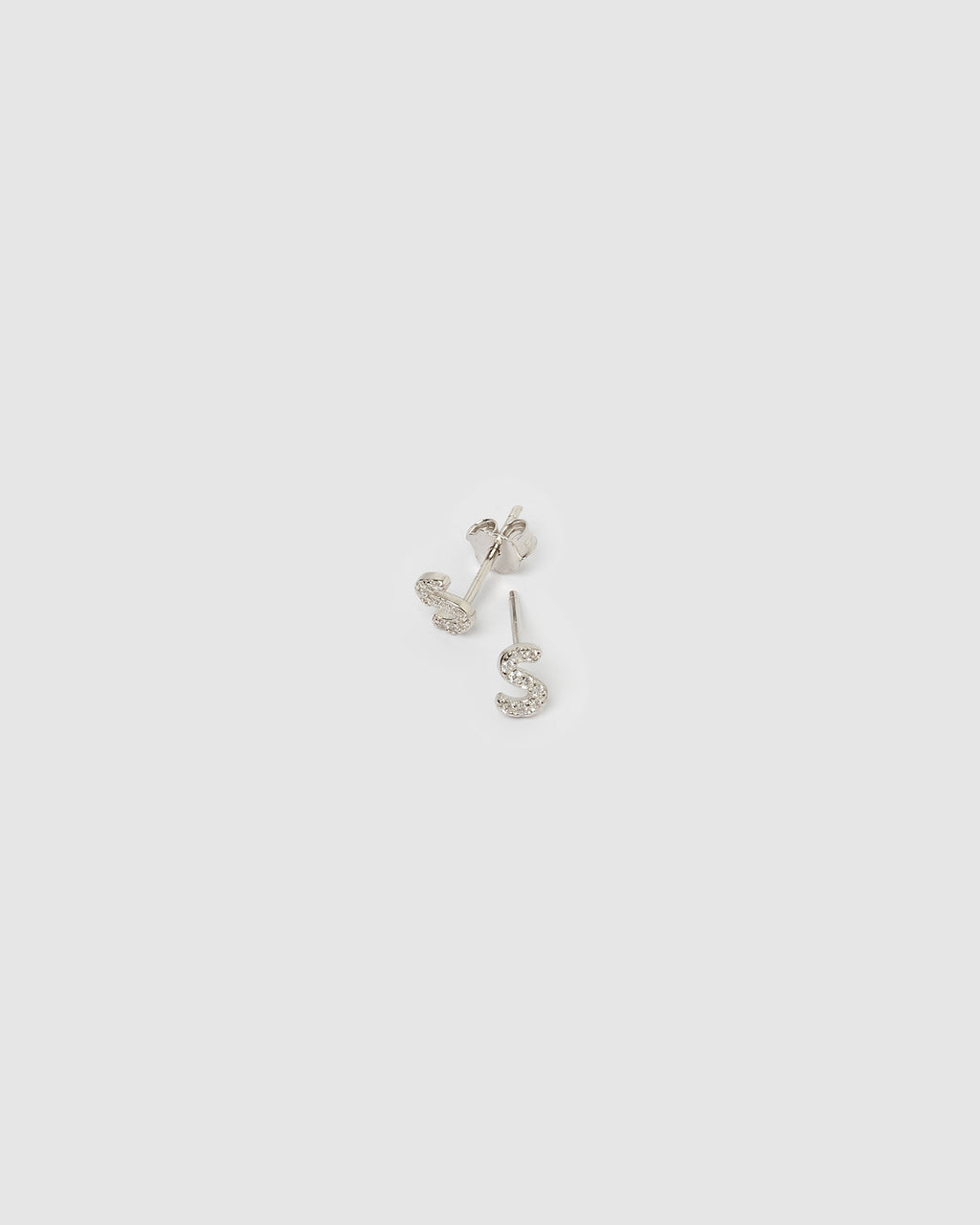 Izoa Alphabet Mini Letter S Stud Earrings Silver