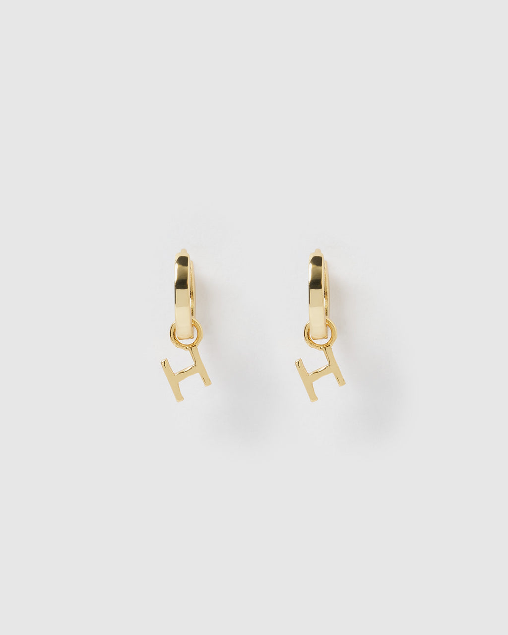 Izoa Alphabet Letter H Huggie Earrings Gold