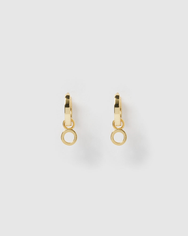 Izoa Alphabet Letter O Huggie Earrings Gold