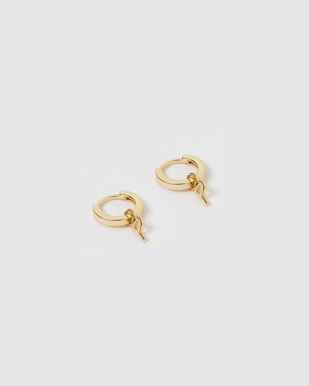 Izoa Alphabet Letter P Huggie Earrings Gold