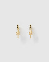 Izoa Alphabet Letter T Huggie Earrings Gold