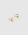 Izoa Alphabet Letter V Huggie Earrings Gold