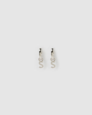 Izoa Alphabet Letter S Huggie Earrings Silver