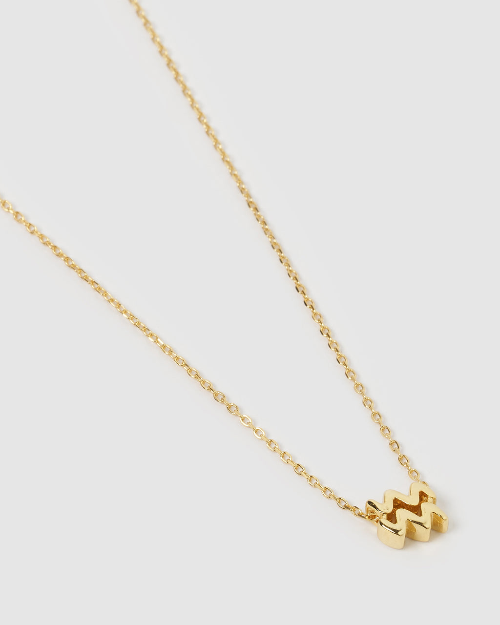 Izoa Aquarius Star Sign Symbol Necklace Gold