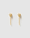 Izoa Ashy Drop Stud Earrings Gold