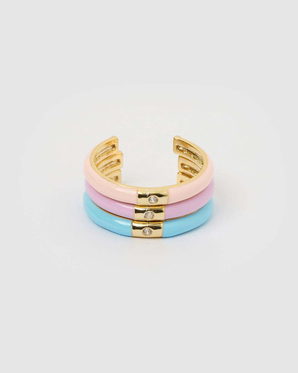 Izoa Audrey Set of 3 Rings Pink, Blue and Purple