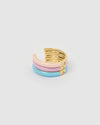 Izoa Audrey Set of 3 Rings Pink, Blue and Purple