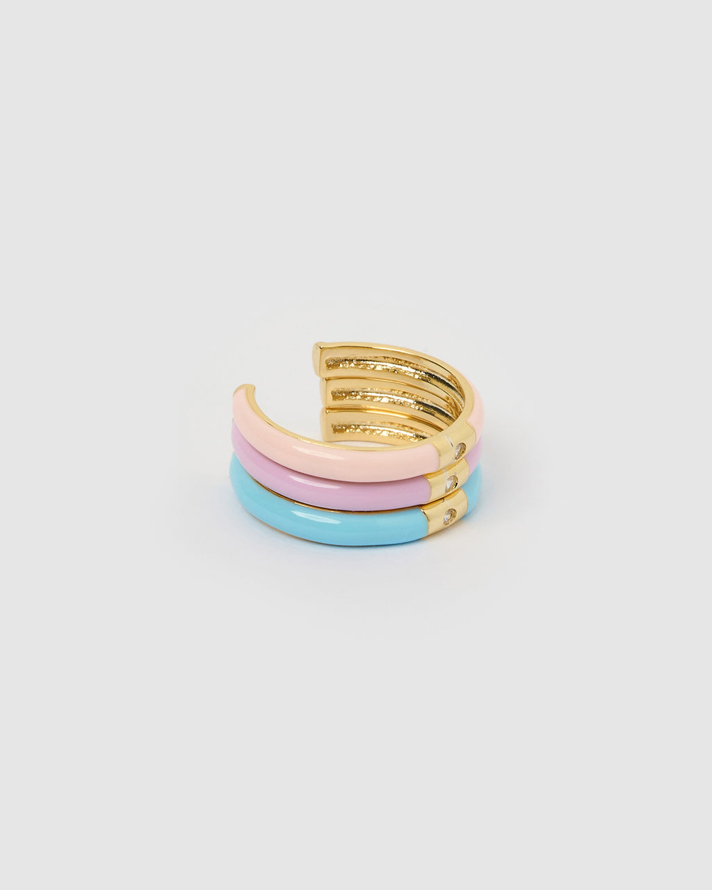 Izoa Audrey Set of 3 Rings Pink, Blue and Purple