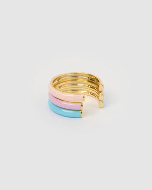 Izoa Audrey Set of 3 Rings Pink, Blue and Purple