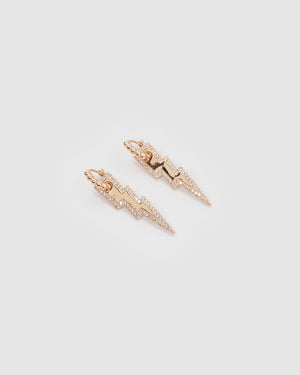 Izoa Arya Drop Huggie Earrings Rose Gold Clear