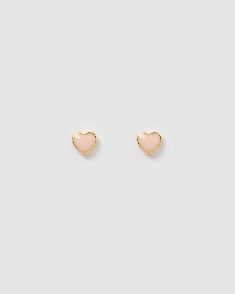 Izoa Autumn Stud Earrings Gold Pink