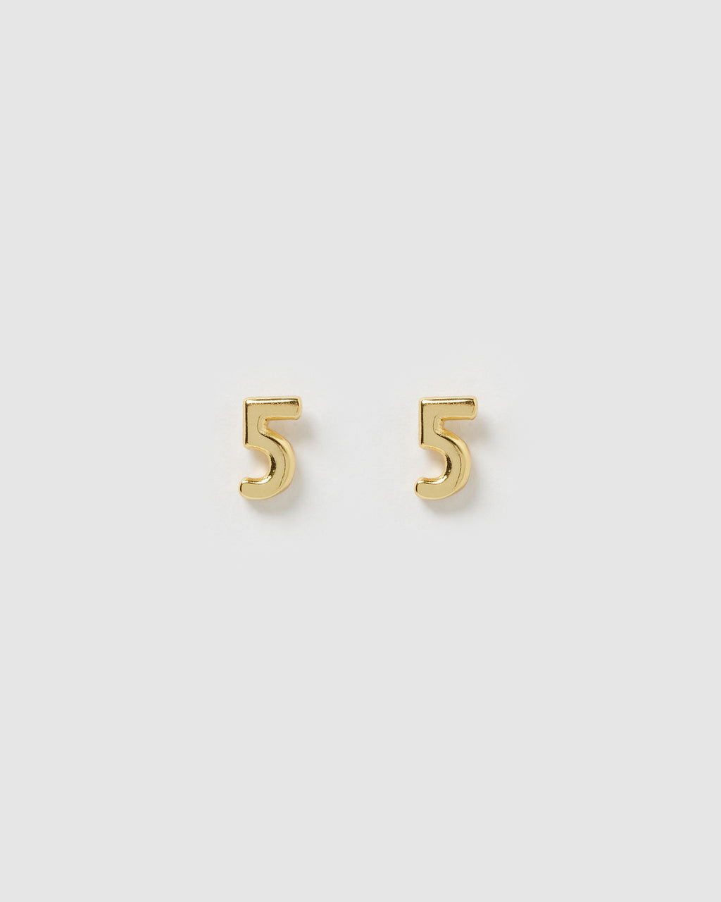 Izoa Number 5 Stud Earrings Gold