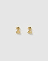 Izoa Number 2 Stud Earrings Gold