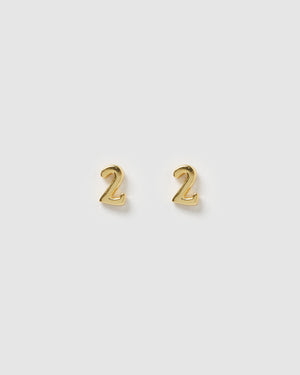 Izoa Number 2 Stud Earrings Gold