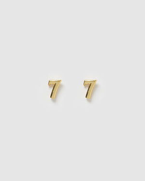Izoa Number 7 Stud Earrings Gold