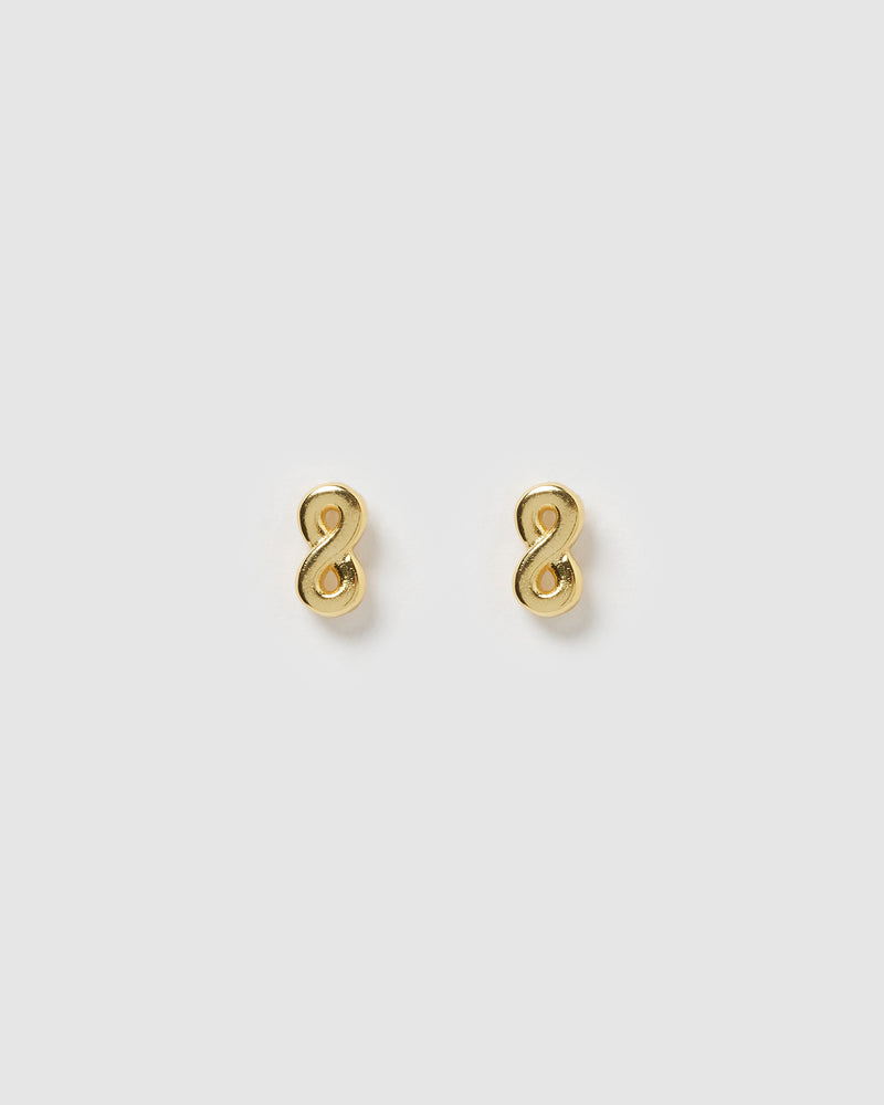 Izoa Number 8 Stud Earrings Gold