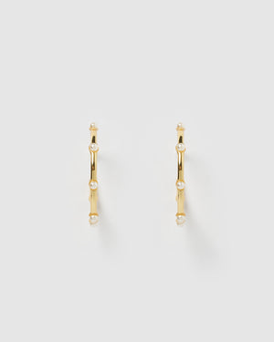 Izoa Sandy Hoop Earrings Gold Pearl