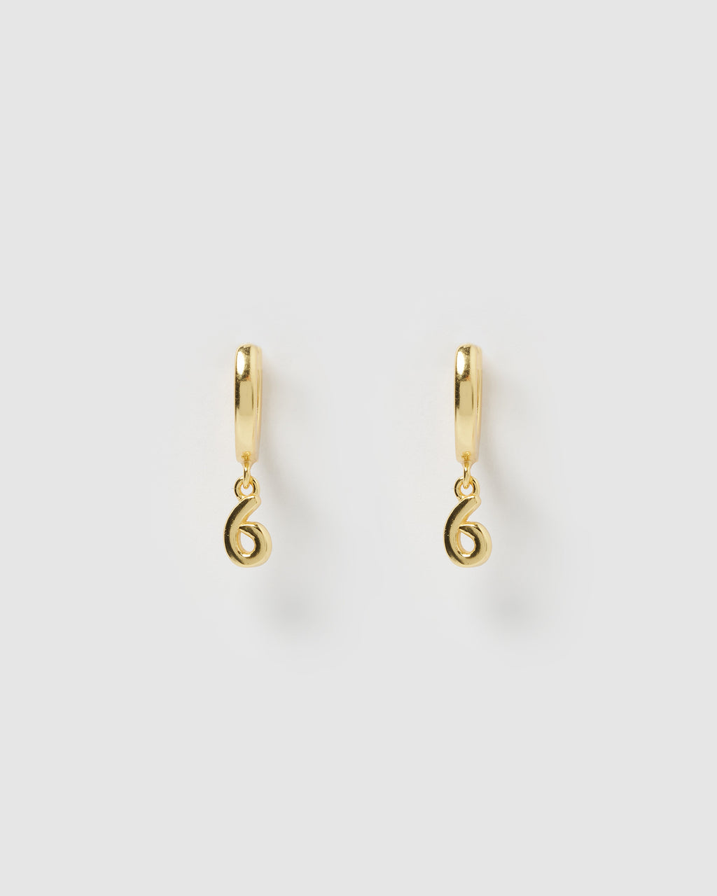 Izoa Number 6 Huggie Earrings Gold