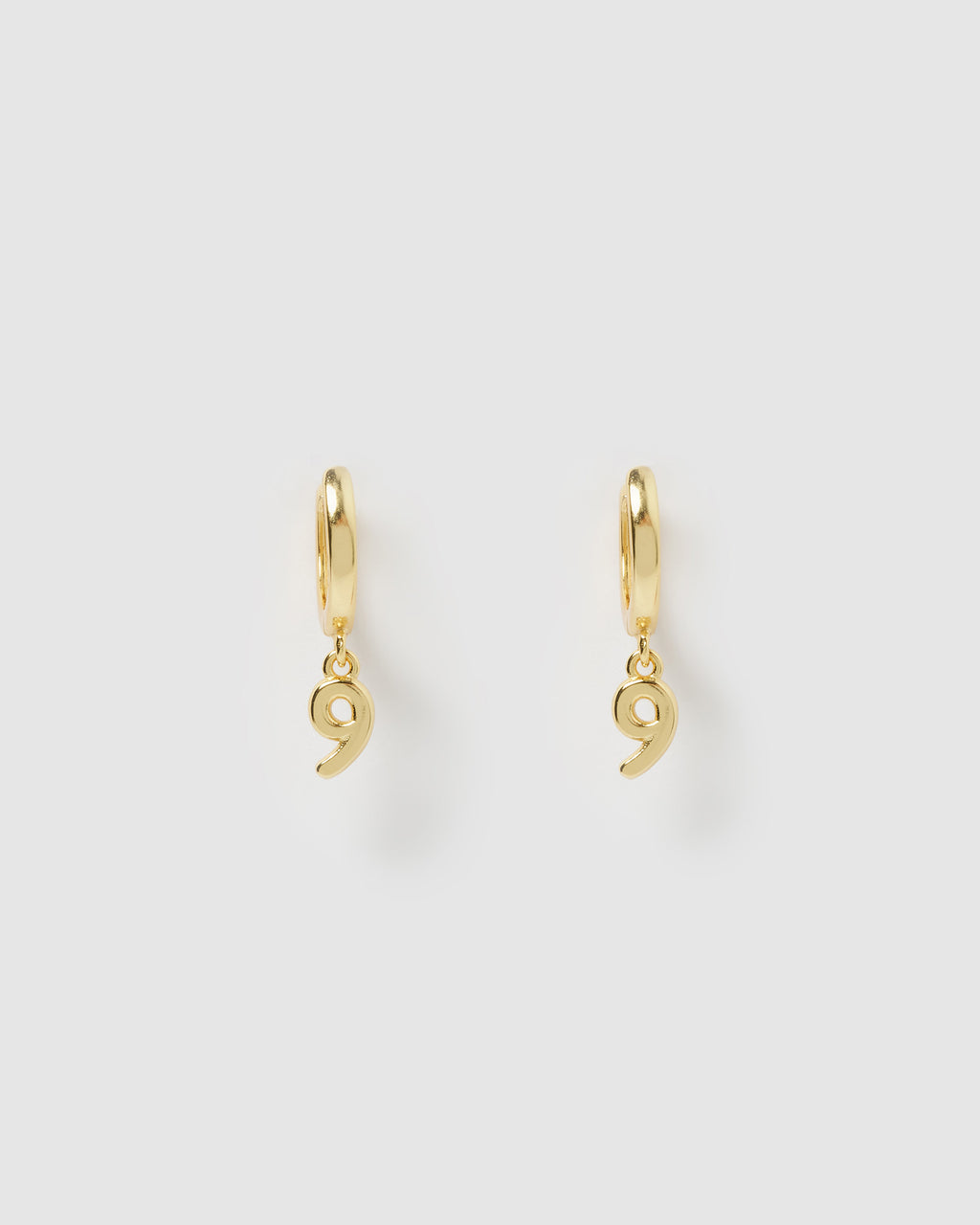 Izoa Number 9 Huggie Earrings Gold