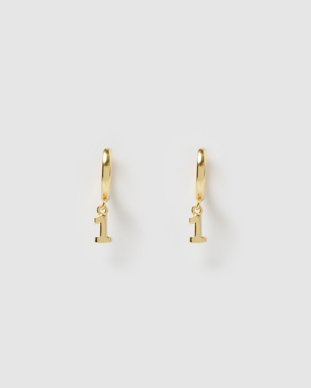 Izoa Number 1 Huggie Earrings Gold