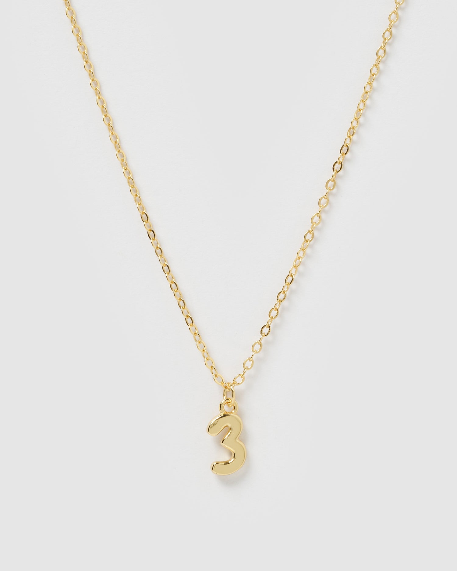 Izoa Number 3 Necklace Gold