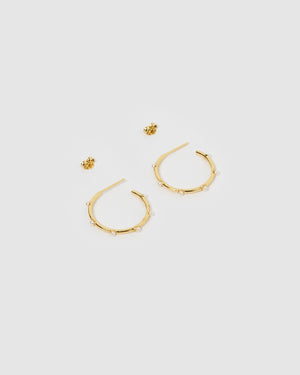 Izoa Sandy Hoop Earrings Gold Pearl