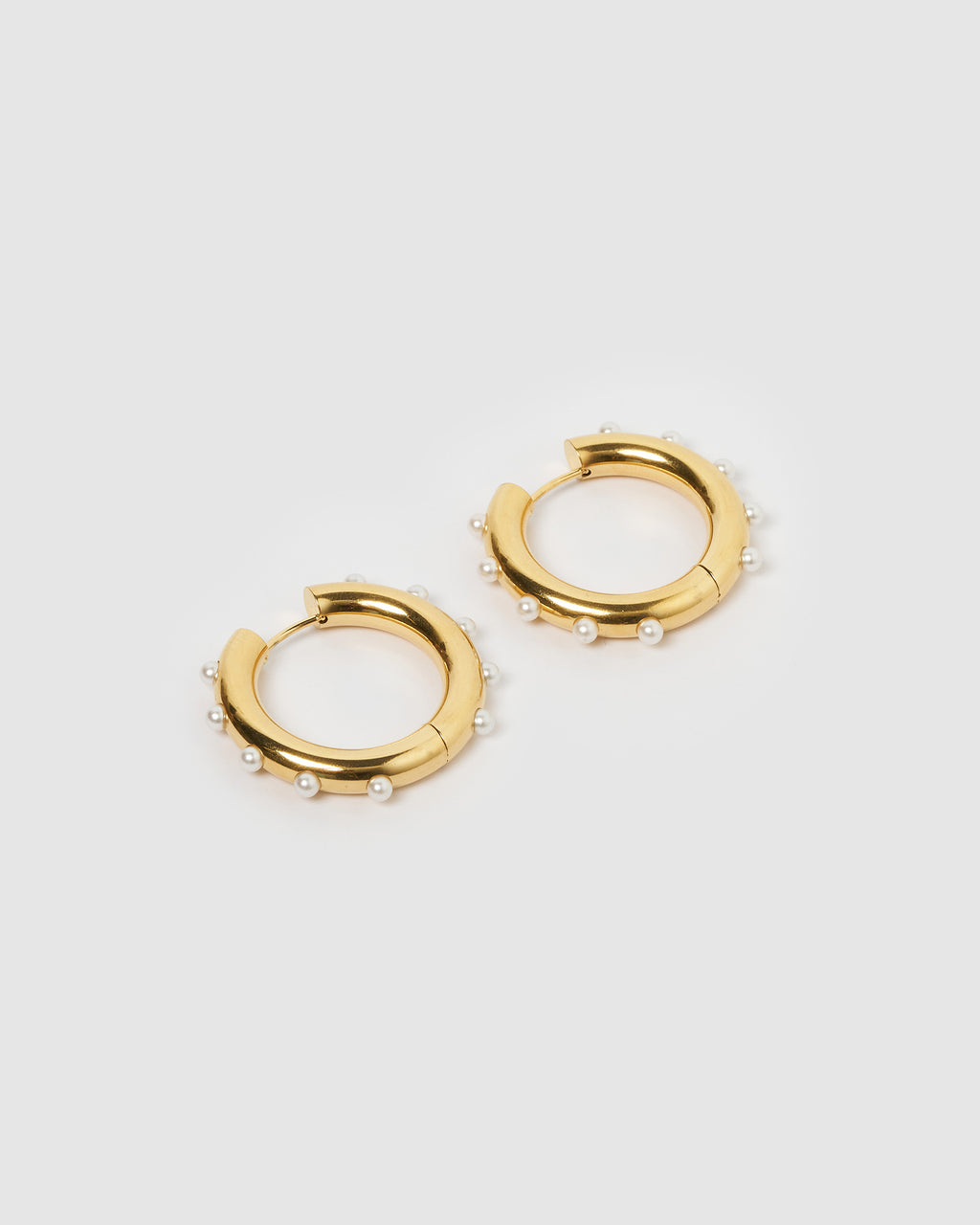 Izoa Aria Hoop Earrings Gold Pearl