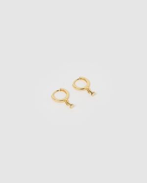 Izoa Number 1 Huggie Earrings Gold