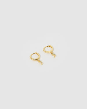 Izoa Number 5 Huggie Earrings Gold