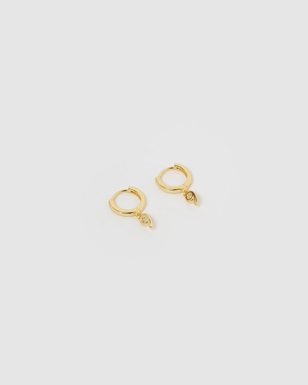 Izoa Number 9 Huggie Earrings Gold