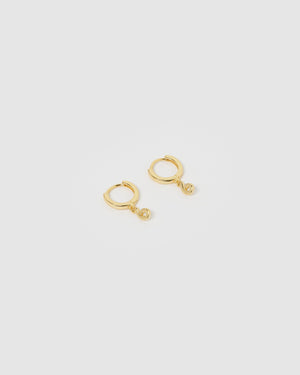 Izoa Number 6 Huggie Earrings Gold