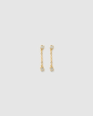 Izoa Ruby Drop Stud Earrings Gold