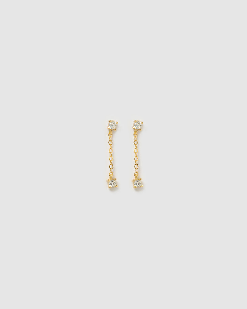 Izoa Ruby Drop Stud Earrings Gold