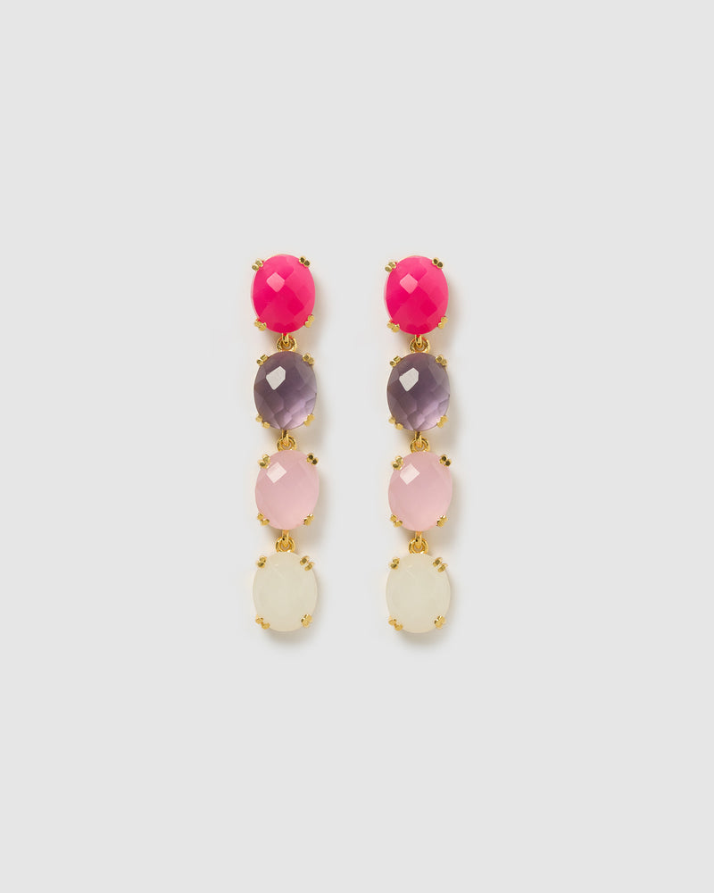 Izoa Ravish Earrings Gold Pink purple