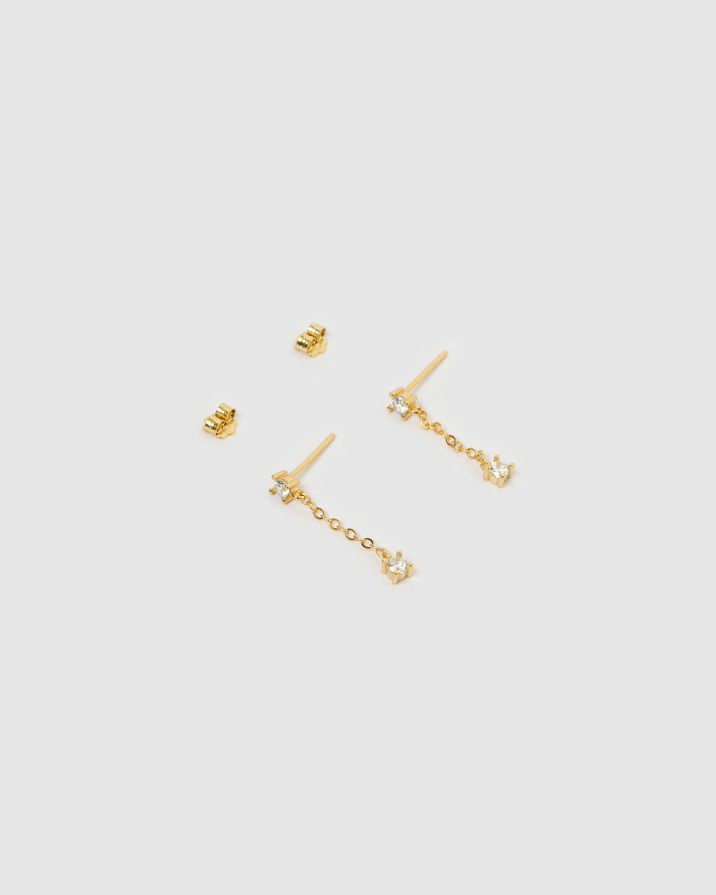 Izoa Ruby Drop Stud Earrings Gold