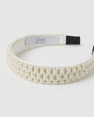 Izoa Ebony Headband White