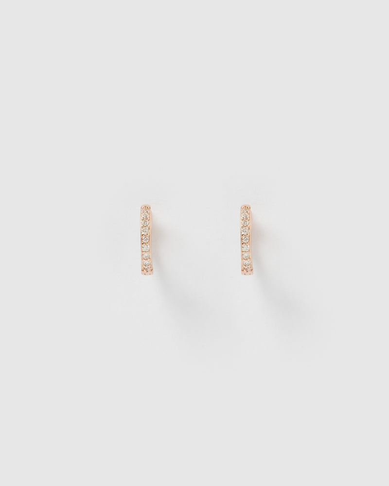 Izoa Remi Huggie Earrings Rose Gold