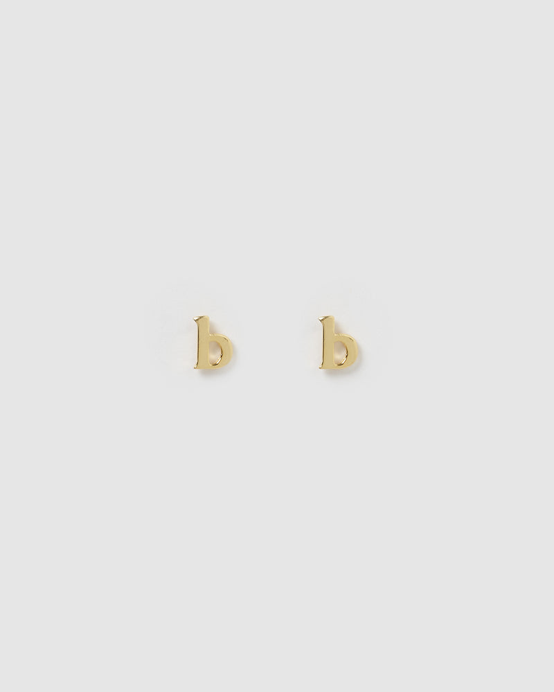 Izoa Little Letter B Stud Earrings Gold
