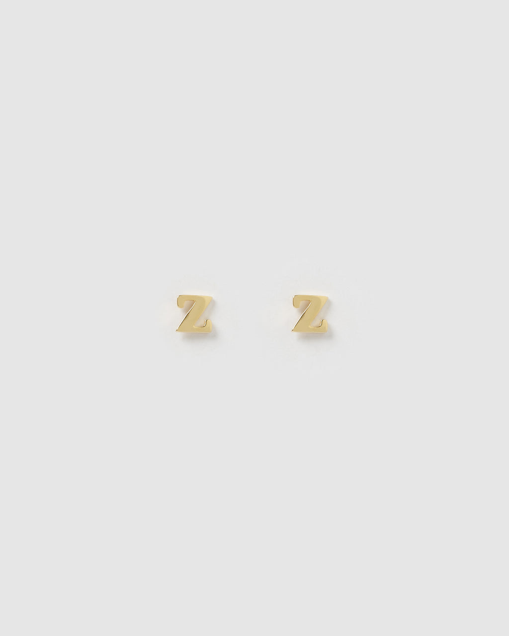 Izoa Little Letter Z Stud Earrings Gold