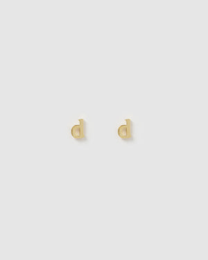 Izoa Little Letter D Stud Earrings Gold