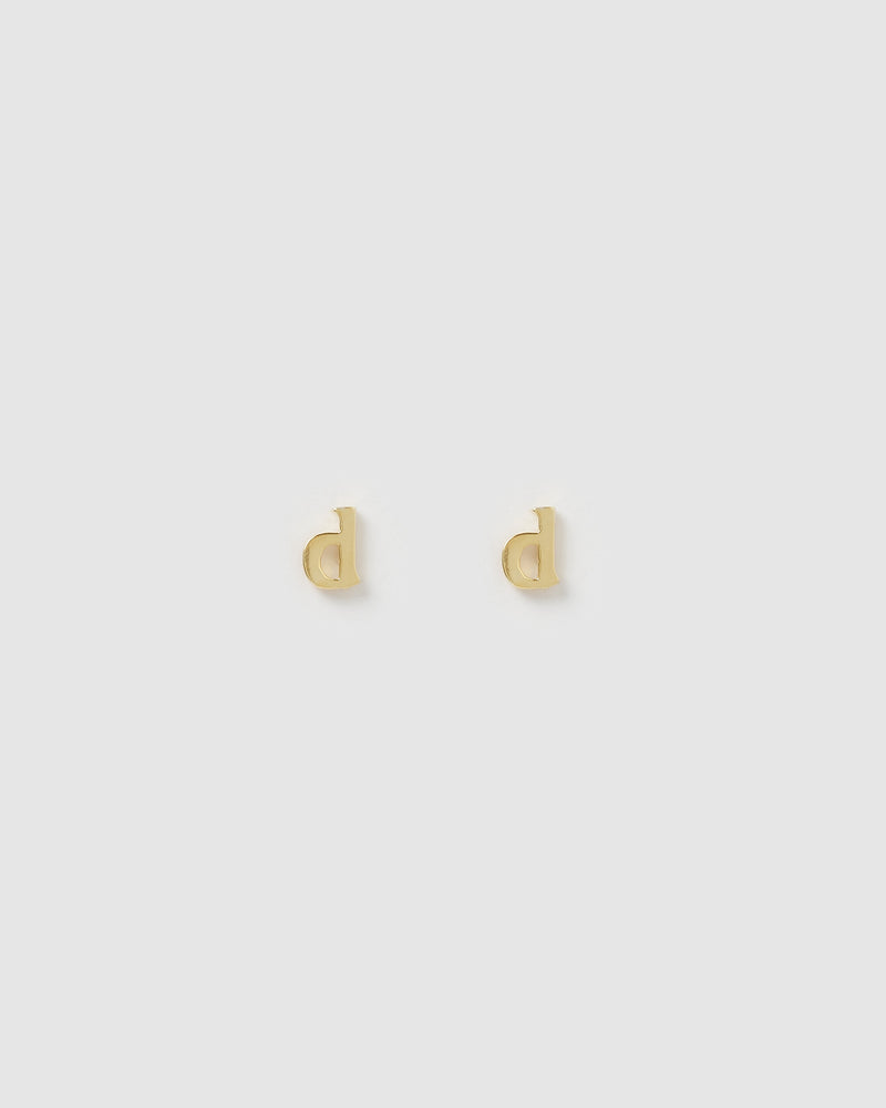 Izoa Little Letter D Stud Earrings Gold