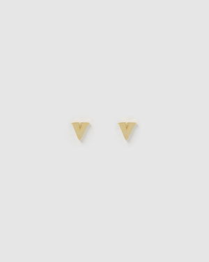 Izoa Little Letter V Stud Earrings Gold