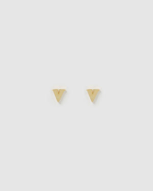 Izoa Little Letter V Stud Earrings Gold