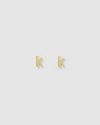 Izoa Little Letter K Stud Earrings Gold