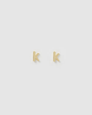 Izoa Little Letter K Stud Earrings Gold