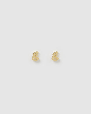 Izoa Little Letter G Stud Earrings Gold