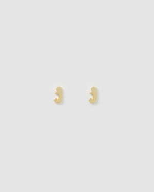 Izoa Little Letter J Stud Earrings Gold