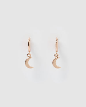 Izoa Mini Moon Huggie Earrings Rose Gold